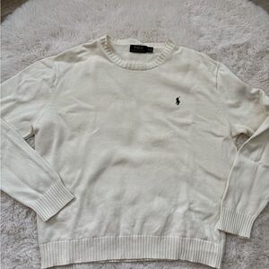 Ralph Lauren Men's Cream Crewneck Sweater pullover crewneck cotton white